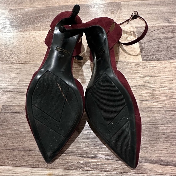 Women’s Mark Fisher Suede Maroon Heels Size 8.5 With Ankle Strap NWOT - Picture 6 of 6